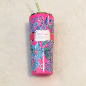 Lilly Pulitzer Vibrant Pink and Blue Floral Tumbler